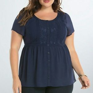 Torrid Embroidered Chiffon Blouse